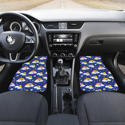 Rainbow Space Design Print Car Floor Mats Front Back