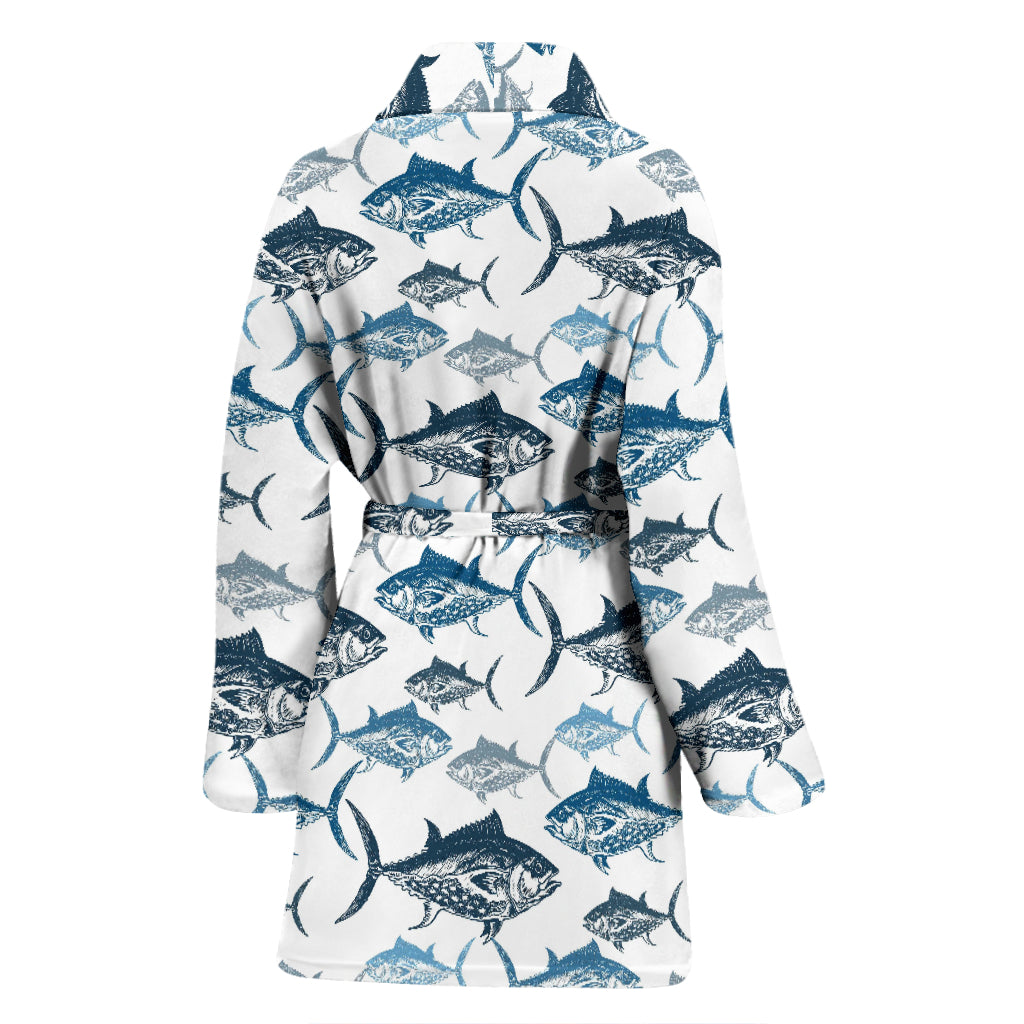 Tuna Fish Print Design LKS303 Women Bathrobe