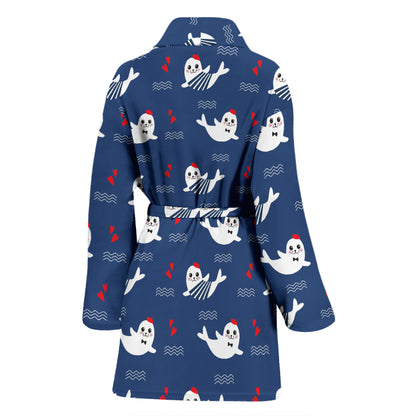 Sea Lion Print Design LKS403 Women Bathrobe