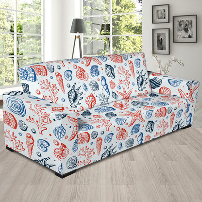 Seashell Print Design LKS307 Sofa Slipcover