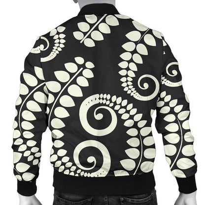 Fern Leave Print Pattern Men Bomber Jacket
