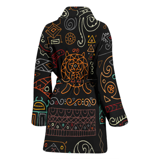 Polynesian Pattern Print Design A04 Women Bathrobe