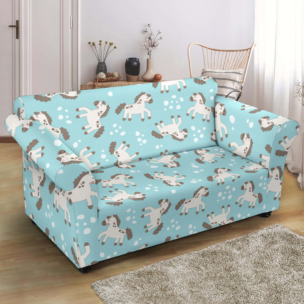 Horse Cute Print Design LKS306 Loveseat Couch Slipcover