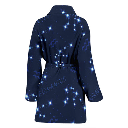 Aquarius Zodiac Pattern Print Design 02 Women Bathrobe