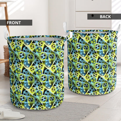Soccer Ball Themed Print Design Laundry Basket