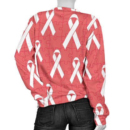 Autism Awareness Ribbon Design Print Women Long Sleeve Sweatshirt