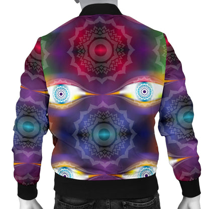 Chakra Eye Print Pattern Men Bomber Jacket