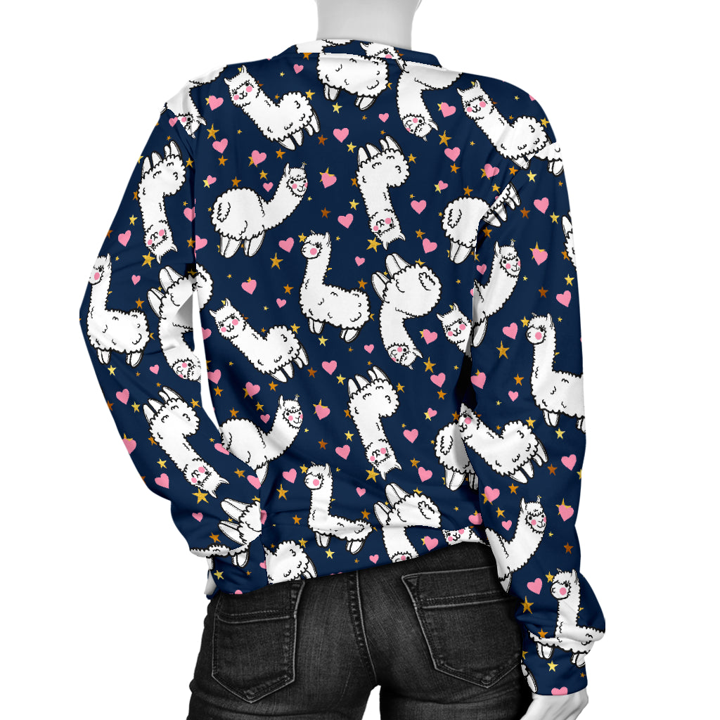 Alpaca Heart Star Design Themed Print Women Long Sleeve Sweatshirt