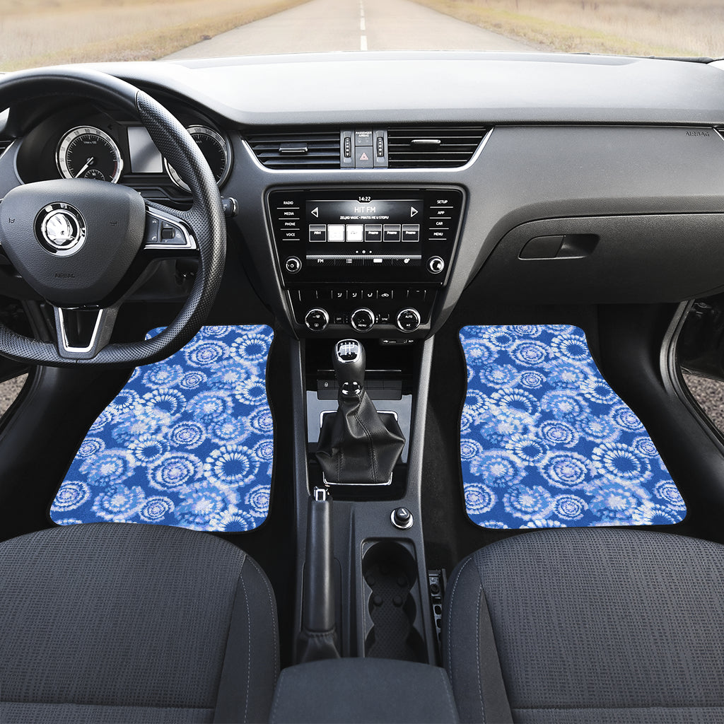 Tie Dye Blue Design Print Car Floor Mats Front Back