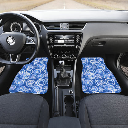 Tie Dye Blue Design Print Car Floor Mats Front Back