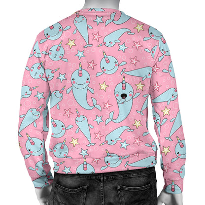 Narwhal Cartoon Cute Print Men Long Sleeve Sweatshirt