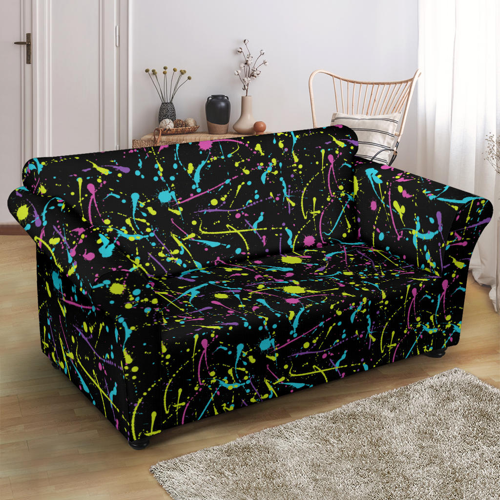 Splatter Multicolor Print Design LKS302 Loveseat Couch Slipcover