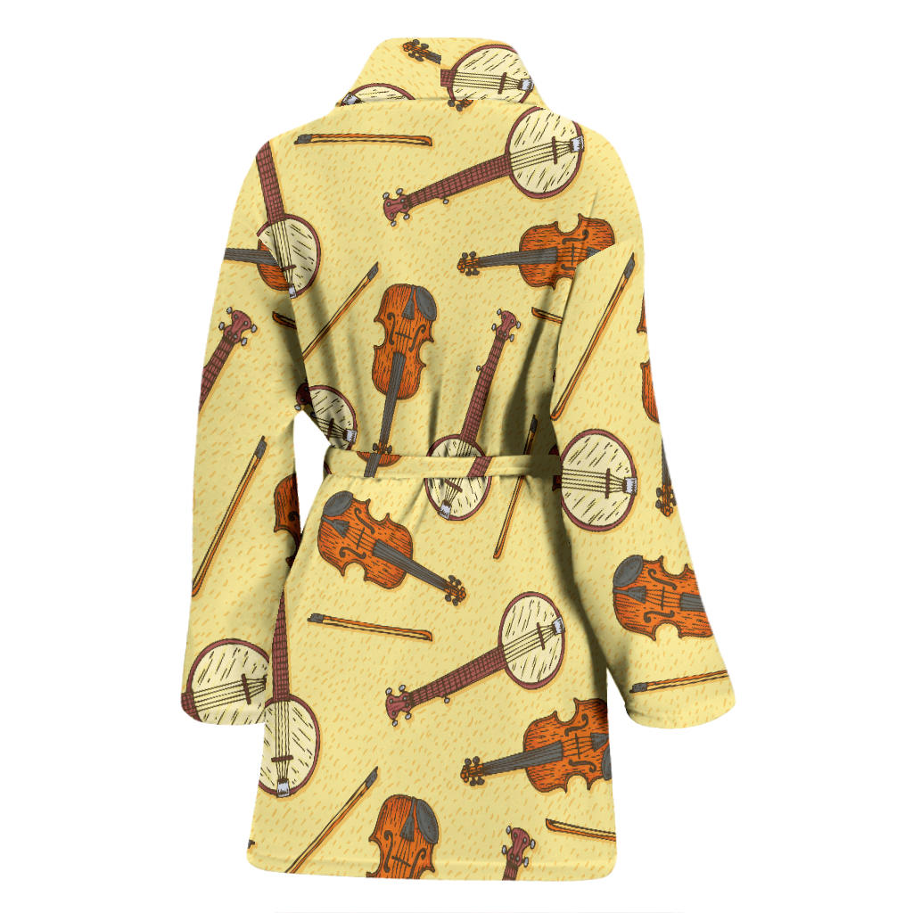 Banjo Violin Pattern Print Design 01 Women Bathrobe
