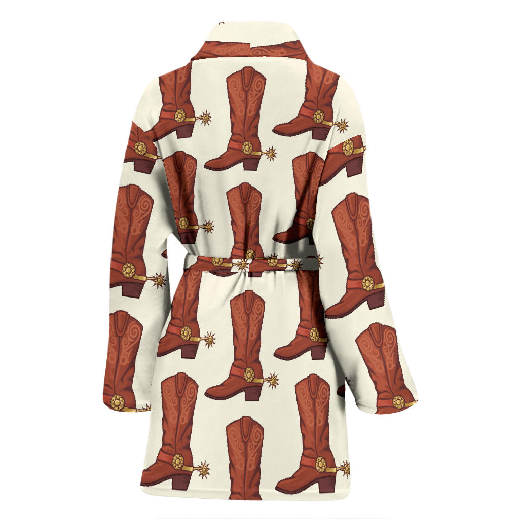 Cowboy Pattern Print Design 06 Women Bathrobe