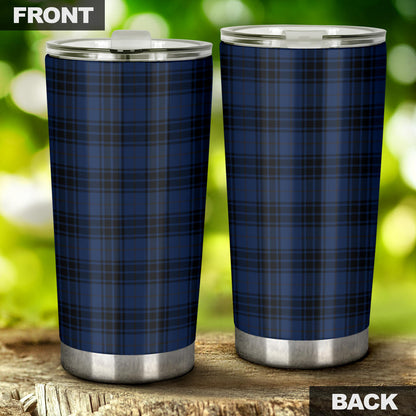 Navy Blue Tartan Plaid Pattern Tumbler
