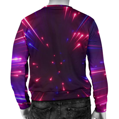 Celestial Purple Blue Neon Speed Light Men Long Sleeve Sweatshirt