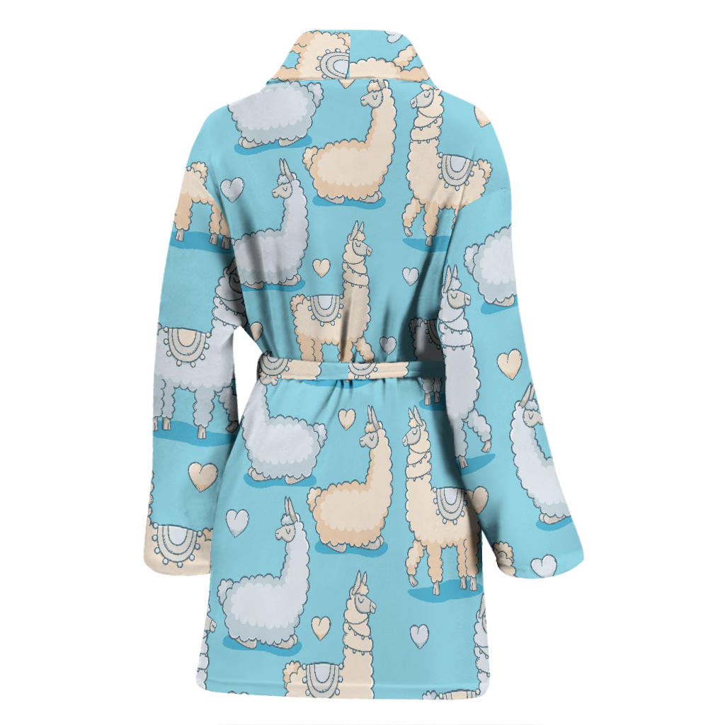Alpaca Pattern Print Design 06 Women Bathrobe