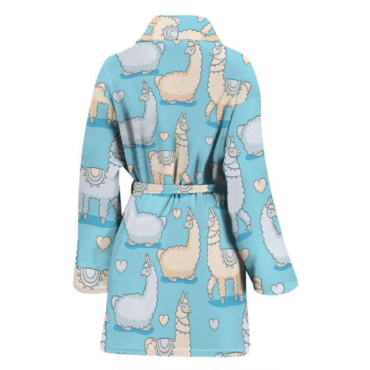 Alpaca Pattern Print Design 06 Women Bathrobe