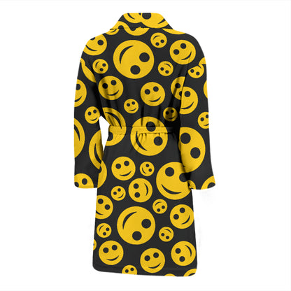 Smiley Face Emoji Print Design LKS304 Men Bathrobe