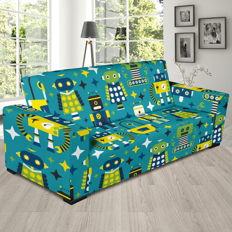 Robot Pattern Print Design A02 Sofa Slipcover