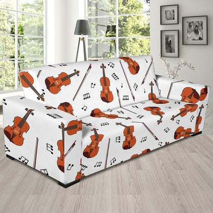 Violin Pattern Print Design 02 Sofa Slipcover