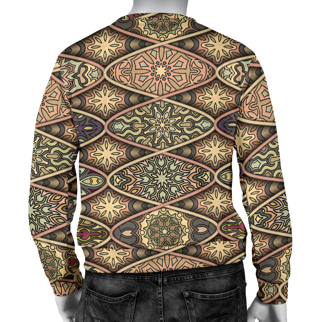 Mandala Motif Themed Design Print Men Long Sleeve Sweatshirt