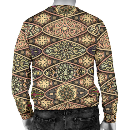 Mandala Motif Themed Design Print Men Long Sleeve Sweatshirt