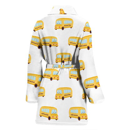 School Bus Print Design LKS306 Women Bathrobe