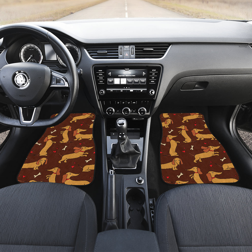 Dachshund Happy Print Pattern Car Floor Mats Front Back