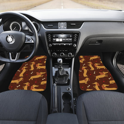 Dachshund Happy Print Pattern Car Floor Mats Front Back