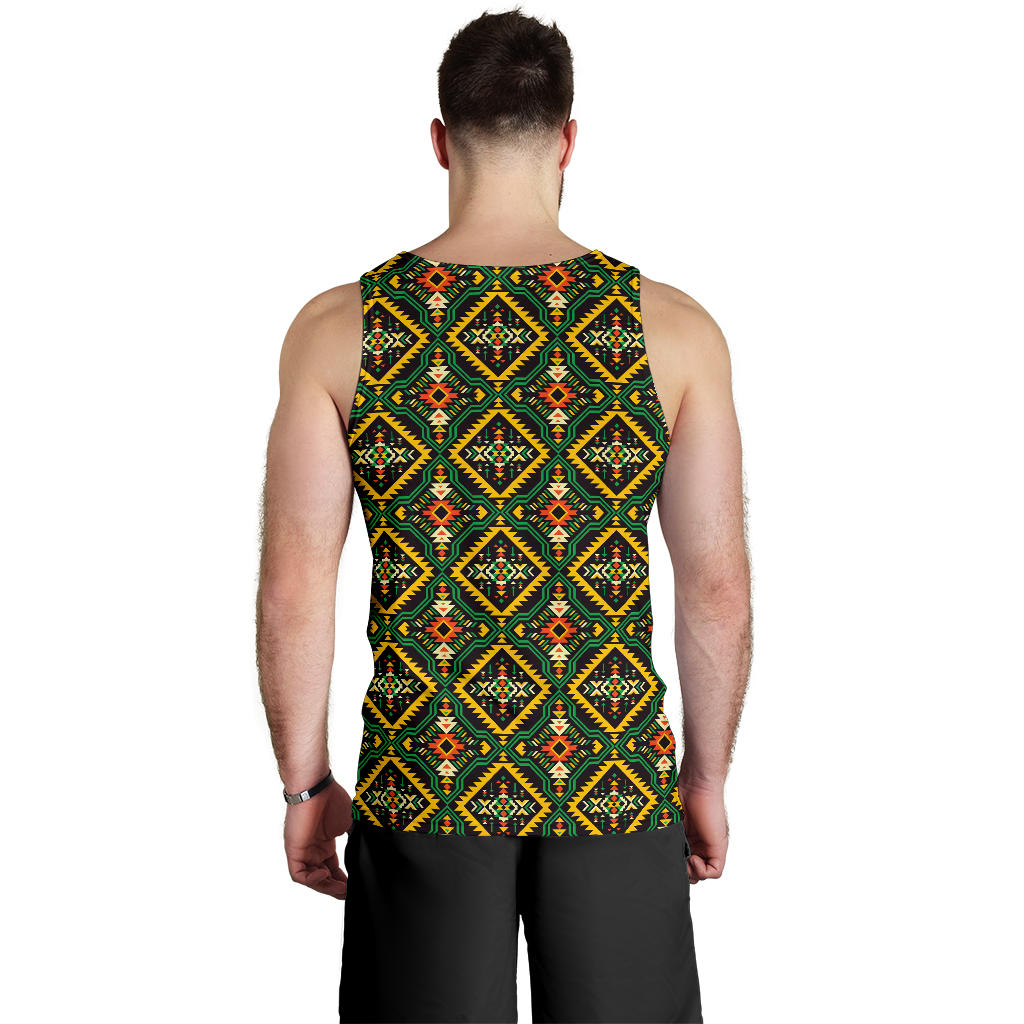 Kente Green Design African Print Men Tank Top