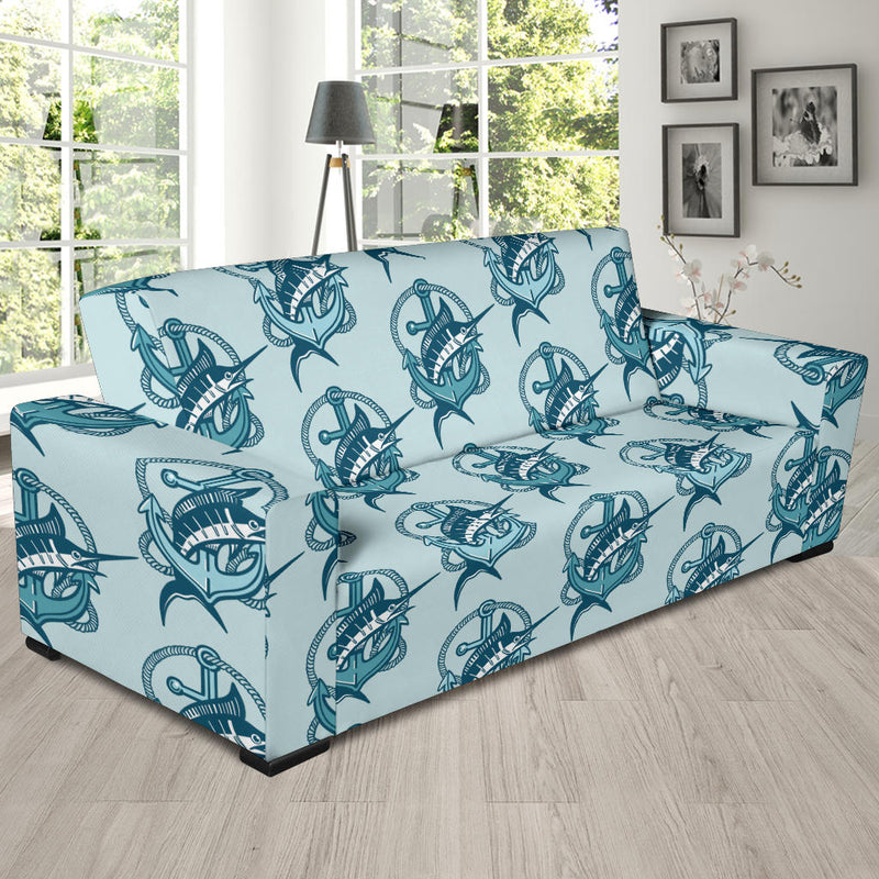 Swordfish Pattern Print Design 03 Sofa Slipcover