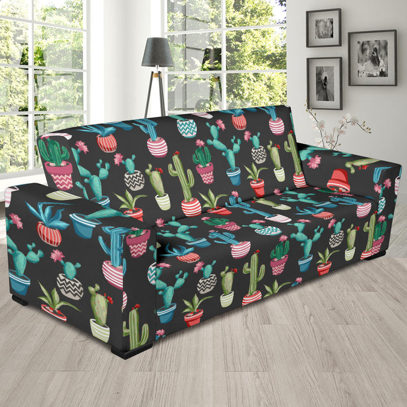 Cactus Pattern Print Design 02 Sofa Slipcover