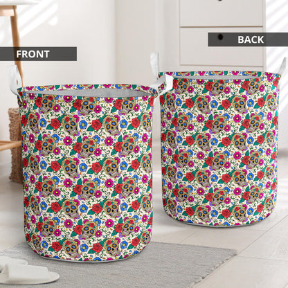 Sugar Skull Colorful Themed Print Laundry Basket