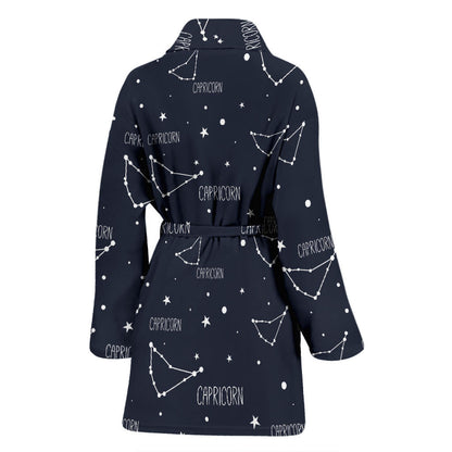 Capricorn Zodiac Pattern Print Design 01 Women Bathrobe