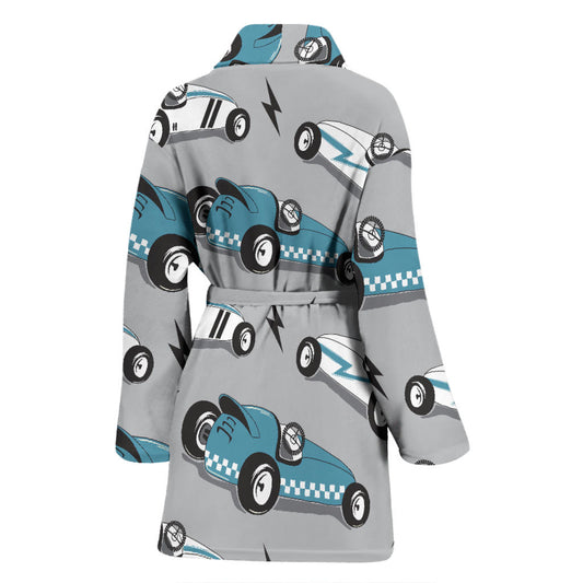 Racing Vintage Pattern Print Design A02 Women Bathrobe