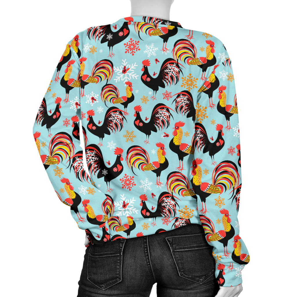 Rooster Themed Design Women Long Sleeve Sweatshirt