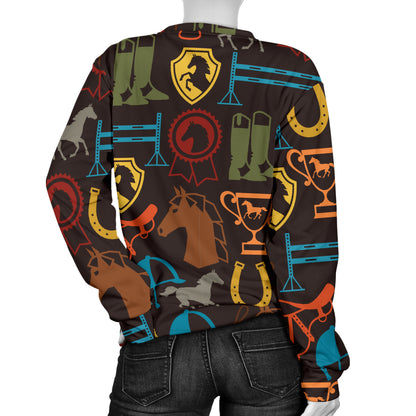 Equestrian Equipment Horse Colorful Women Long Sleeve Sweatshirt
