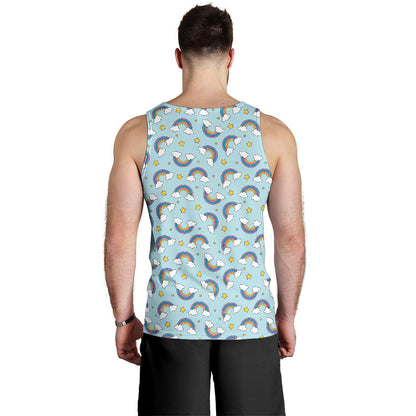 Rainbow Cloud Print Pattern Men Tank Top