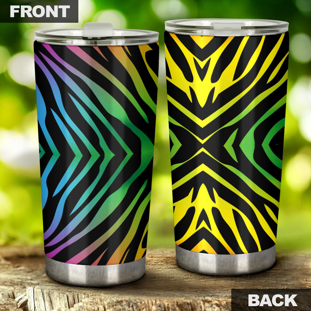 Rainbow Zebra Themed Print Tumbler