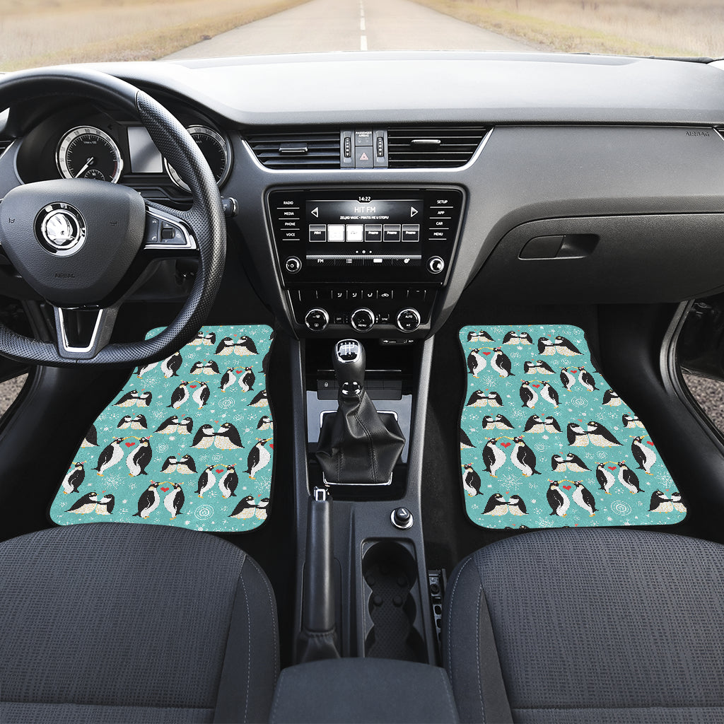 Penguin Love Print Car Floor Mats Front Back