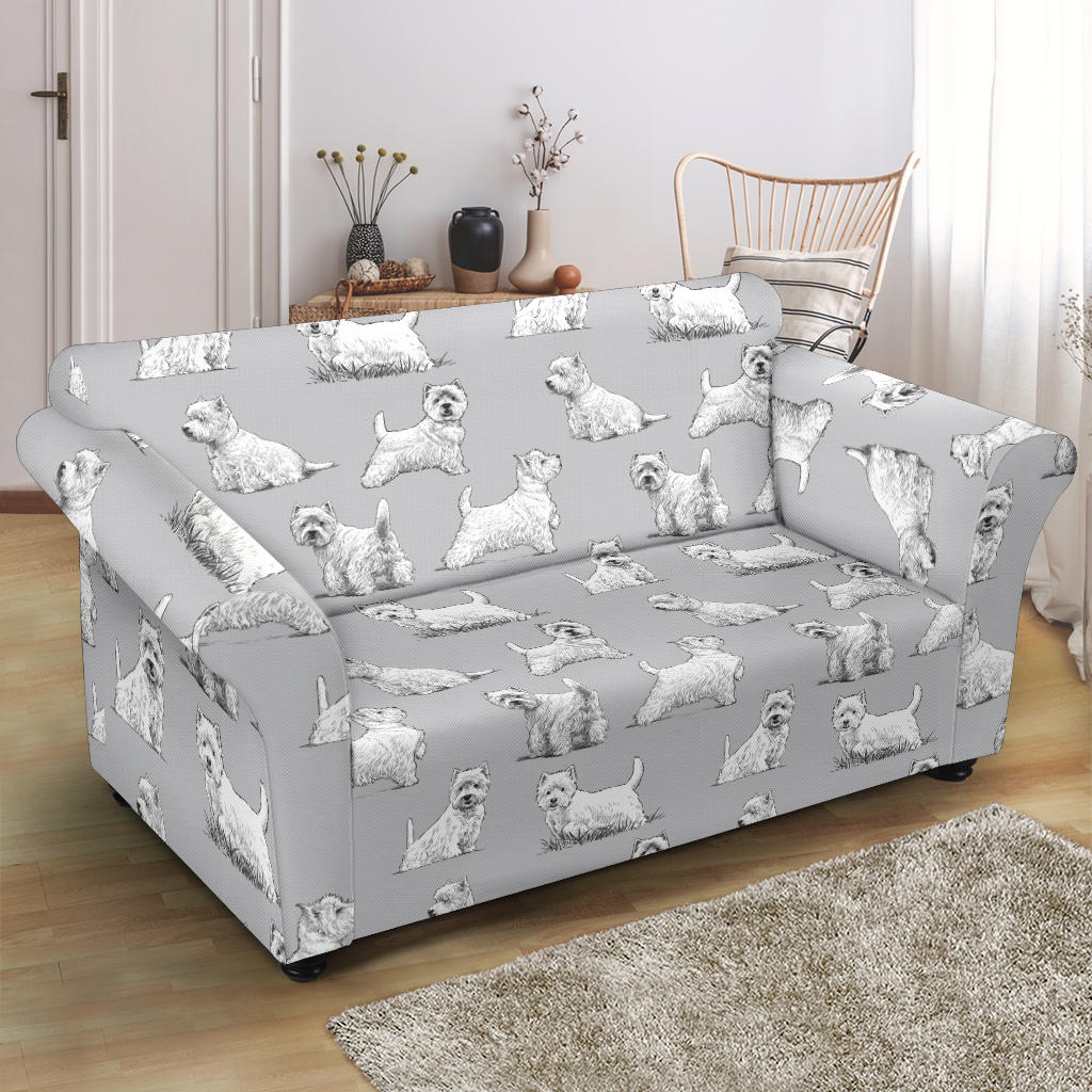Scottish Terriers Print Design LKS3011 Loveseat Couch Slipcover