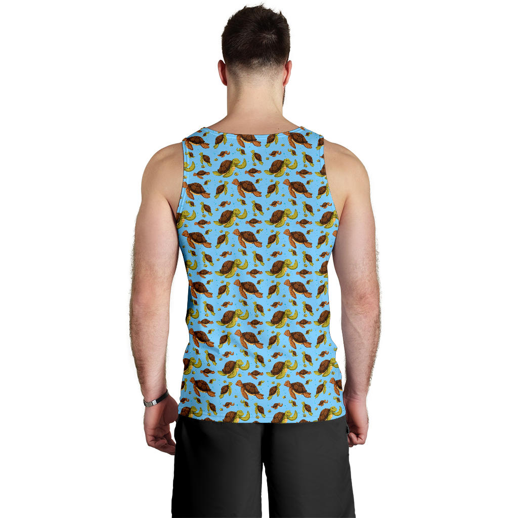 Hello Sea Turtle Print Pattern Men Tank Top