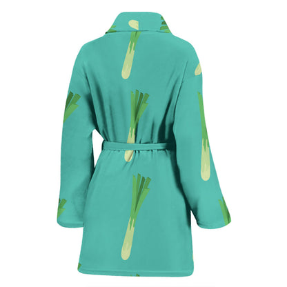 Leek Pattern Print Design 01 Women Bathrobe