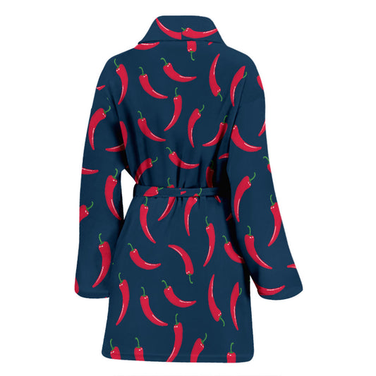 Chilli Pepper Pattern Print Design 03 Women Bathrobe