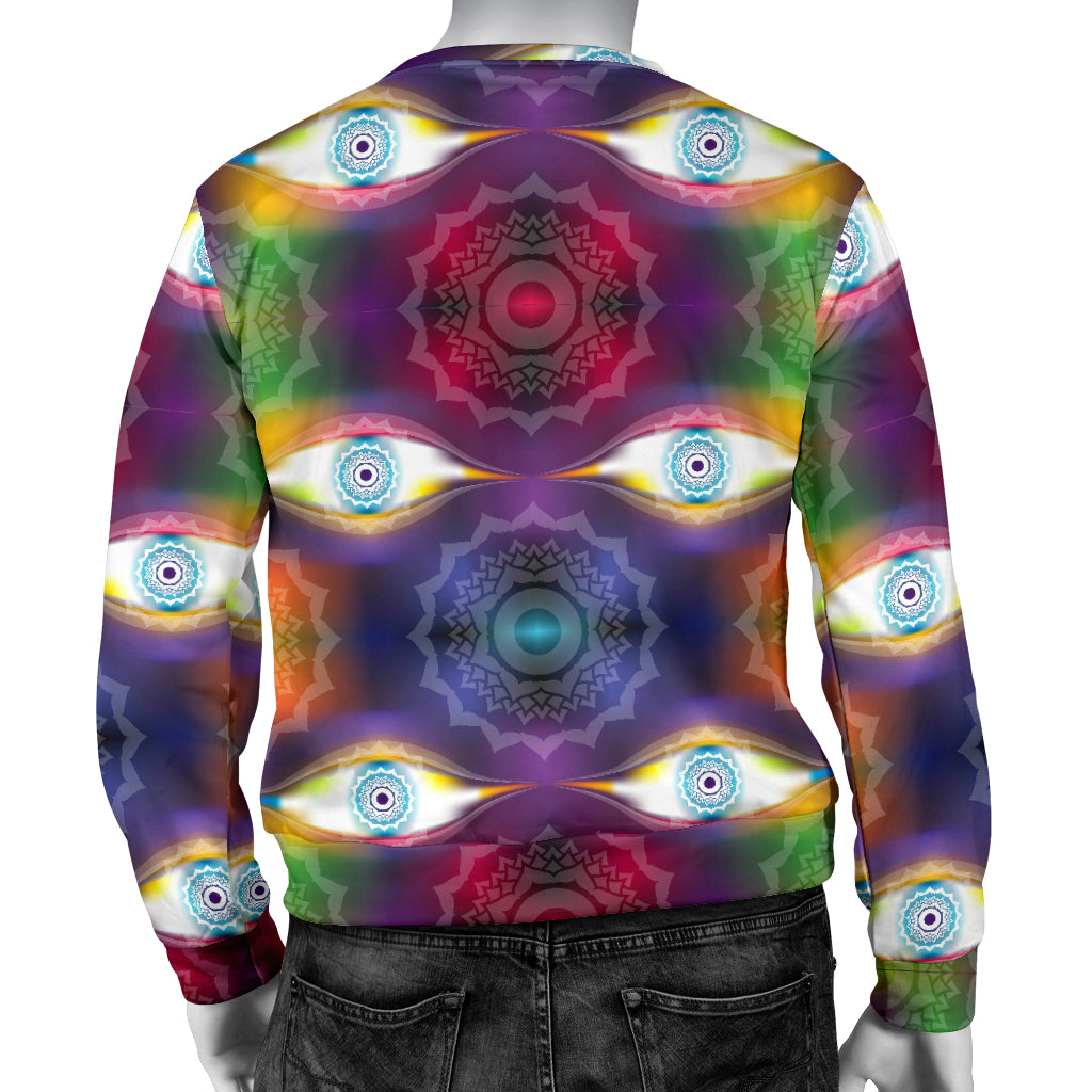 Chakra Eye Print Pattern Men Long Sleeve Sweatshirt
