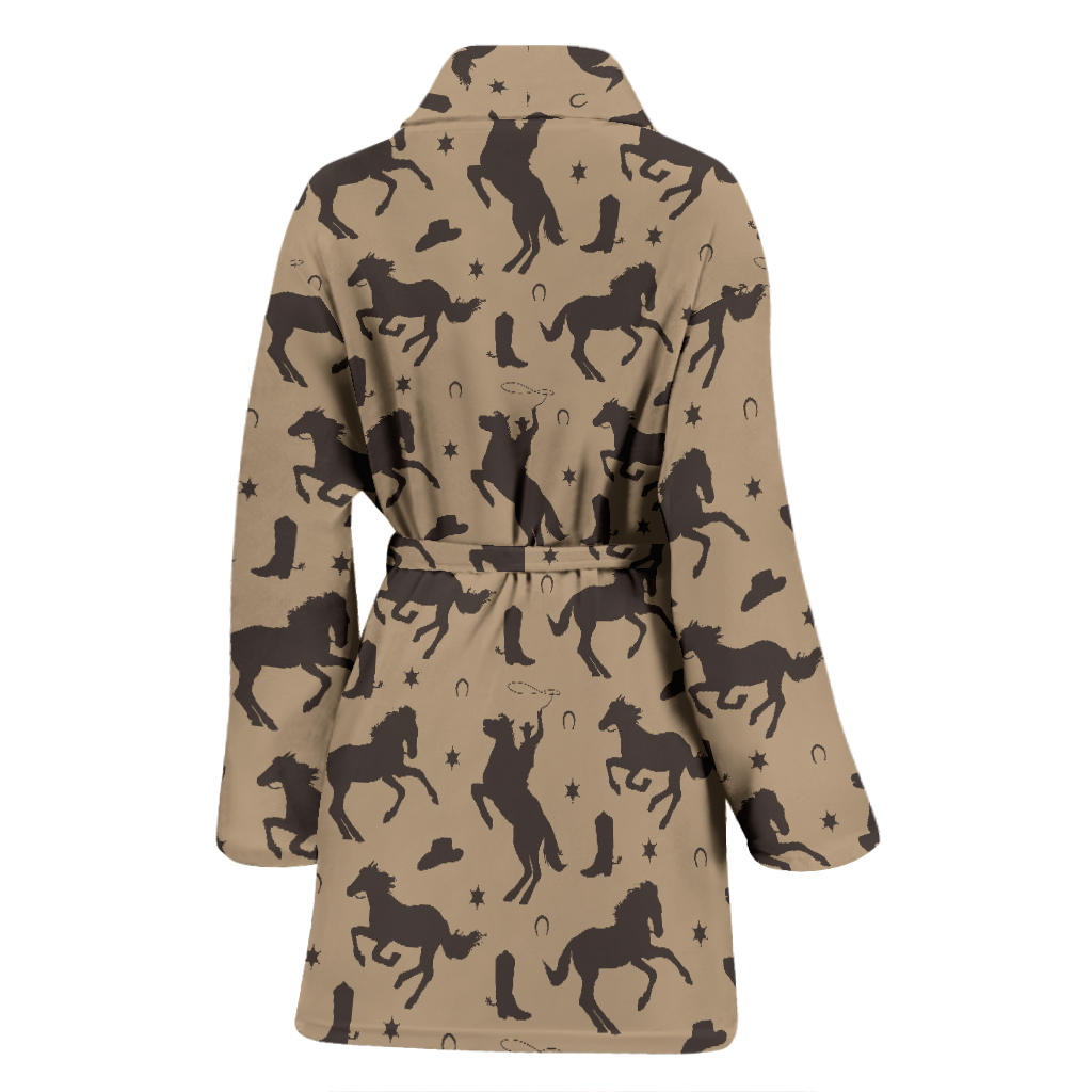 Cowboy Pattern Print Design 05 Women Bathrobe