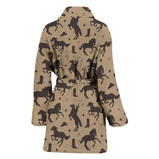 Cowboy Pattern Print Design 05 Women Bathrobe