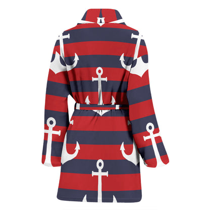 Nautical Pattern Print Design A05 Women Bathrobe