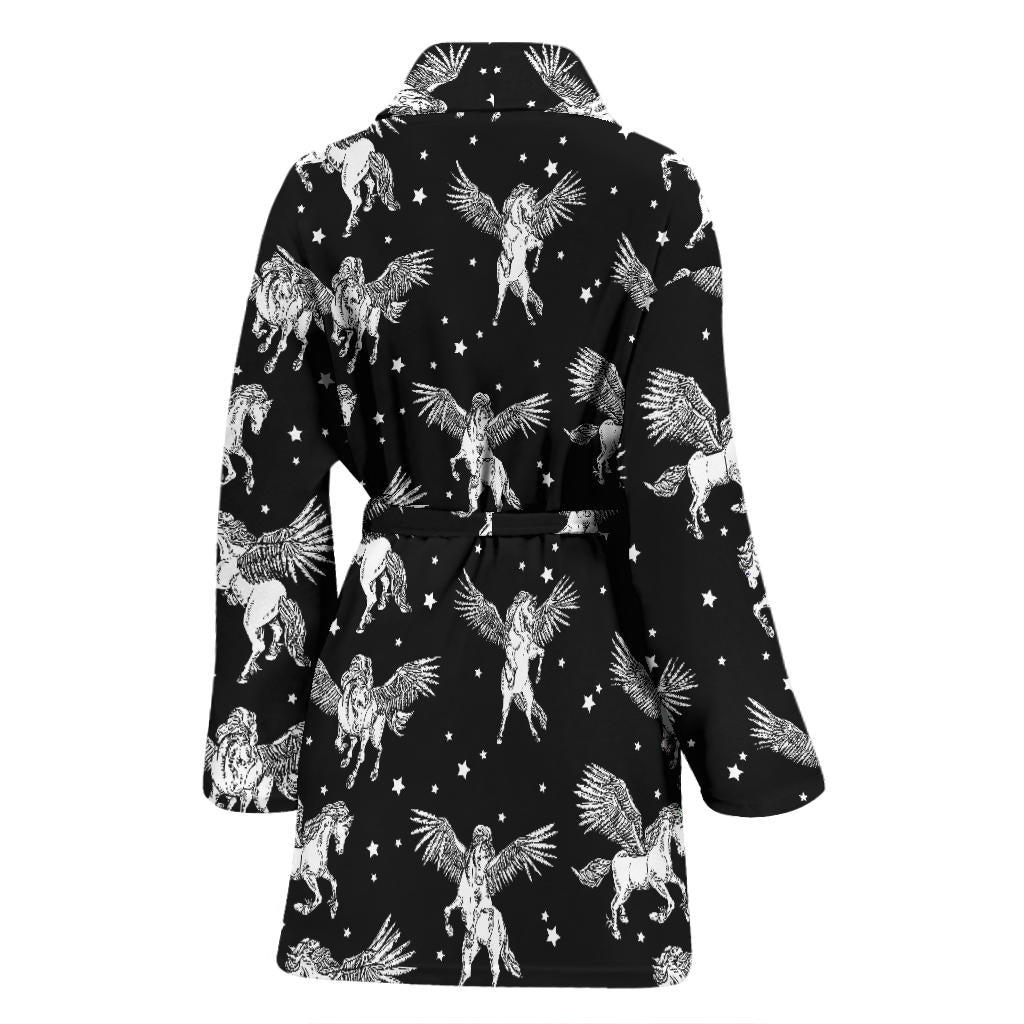 Pegasus Pattern Print Design 01 Women Bathrobe